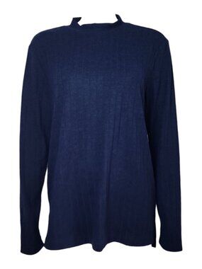 Matty M Sweater Womens Size L Large Solid‎ Blue Ribbed Turtleneck Long Sleeve